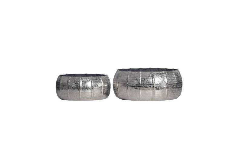 Wohnling Blumentopf (Blumenschale 2er Set Metall Silber Rund), Pflanzenkübel 2-teilig, Blumenkübel Pflanzgefäß von Wohnling