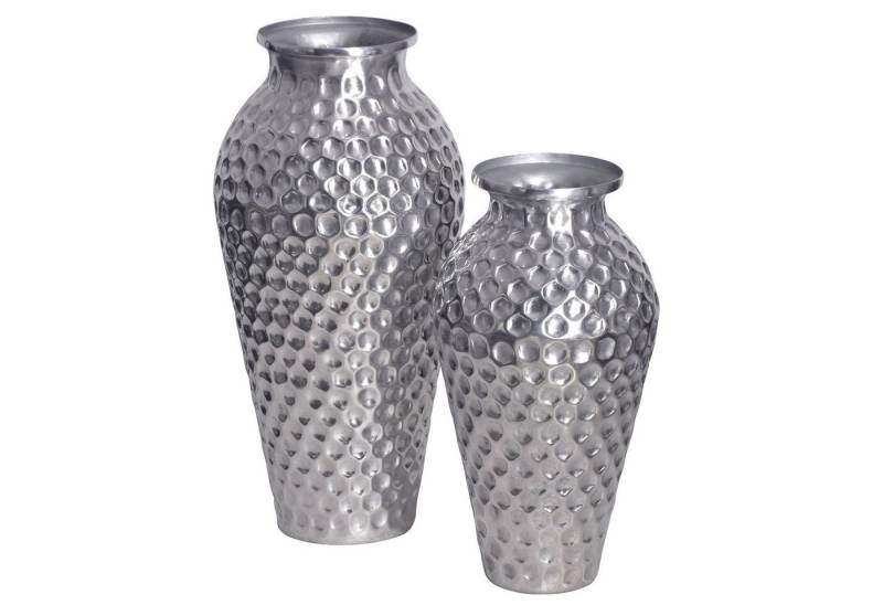 Wohnling Bodenvase WL7.178 (2er Set Aluminium Silber Amphore Blumenvase Modern), Dekovase 2-teilig für Blumen Alu Tischvase Metall von Wohnling