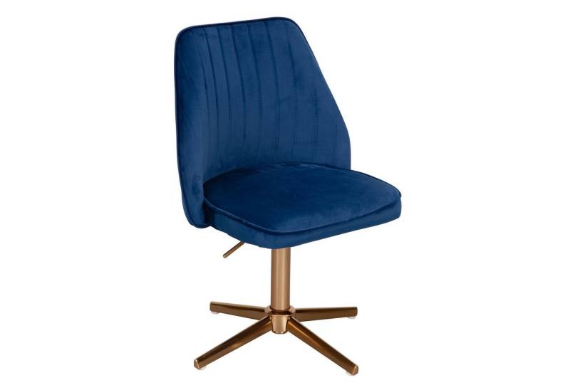 Wohnling Bürostuhl Schreibtischstuhl Dunkelblau Samt Design Drehstuhl mit Lehne, (Schalenstuhl 120 kg Höhenverstellbar, Arbeitsstuhl ohne Rollen, Stuhl), Schalenstuhl 120 kg Höhenverstellbar, Arbeitsstuhl ohne Rollen, Stuhl von Wohnling