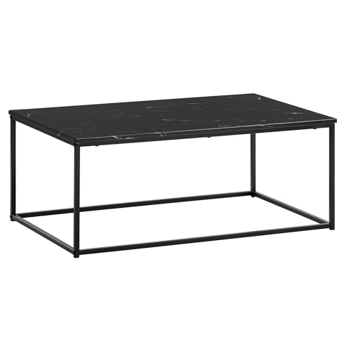 Wohnling Couchtisch 100x60x40 cm mit Marmor Optik Schwarz, Wohnzimmertisch mit Metall-Gestell, Sofatisch Eckig Tisch Wohnzimmer, Beistelltisch von Wohnling