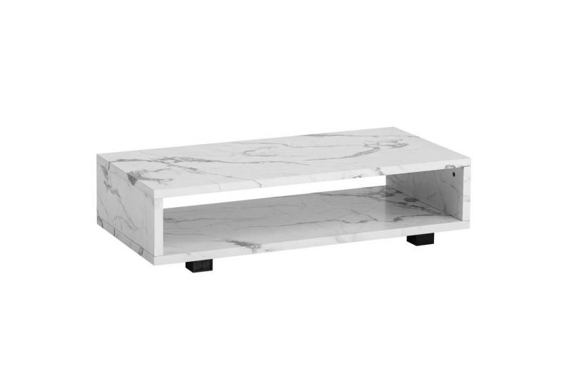 Wohnling Couchtisch Couchtisch 100x50x25 cm Weiß Sofatisch in Marmor-Optik Modern, Design (Wohnzimmertisch Rechteckig mit Stauraum, Loungetisch Schlicht), Wohnzimmertisch Rechteckig mit Stauraum, Loungetisch Schlicht von Wohnling