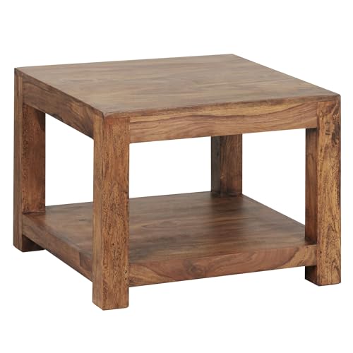 Wohnling Couchtisch Massiv-Holz Sheesham 60 x 60 cm Wohnzimmer-Tisch Design dunkel-braun Landhaus-Stil Beistelltisch Natur-Produkt Wohnzimmermöbel Unikat modern Massivholzmöbel Echtholz rechteckig von Wohnling