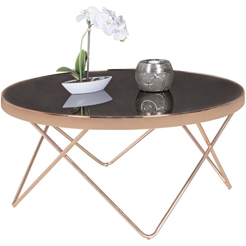 Wohnling Couchtisch WL5.248 Glas ø 82 cm Metall Wohnzimmertisch Modern, Glastisch Rund Sofatisch Wohnzimmer Schwarz, Moderner Coffee Table mit Glasplatte, Kleiner Runder Design Kaffeetisch von Wohnling