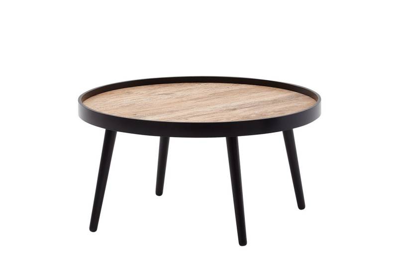 Wohnling Couchtisch WL6.496 (76x76x40 cm Schwarz Braun, Sofatisch Modern Rund), Wohnzimmertisch Groß, Kaffeetisch Loungetisch von Wohnling