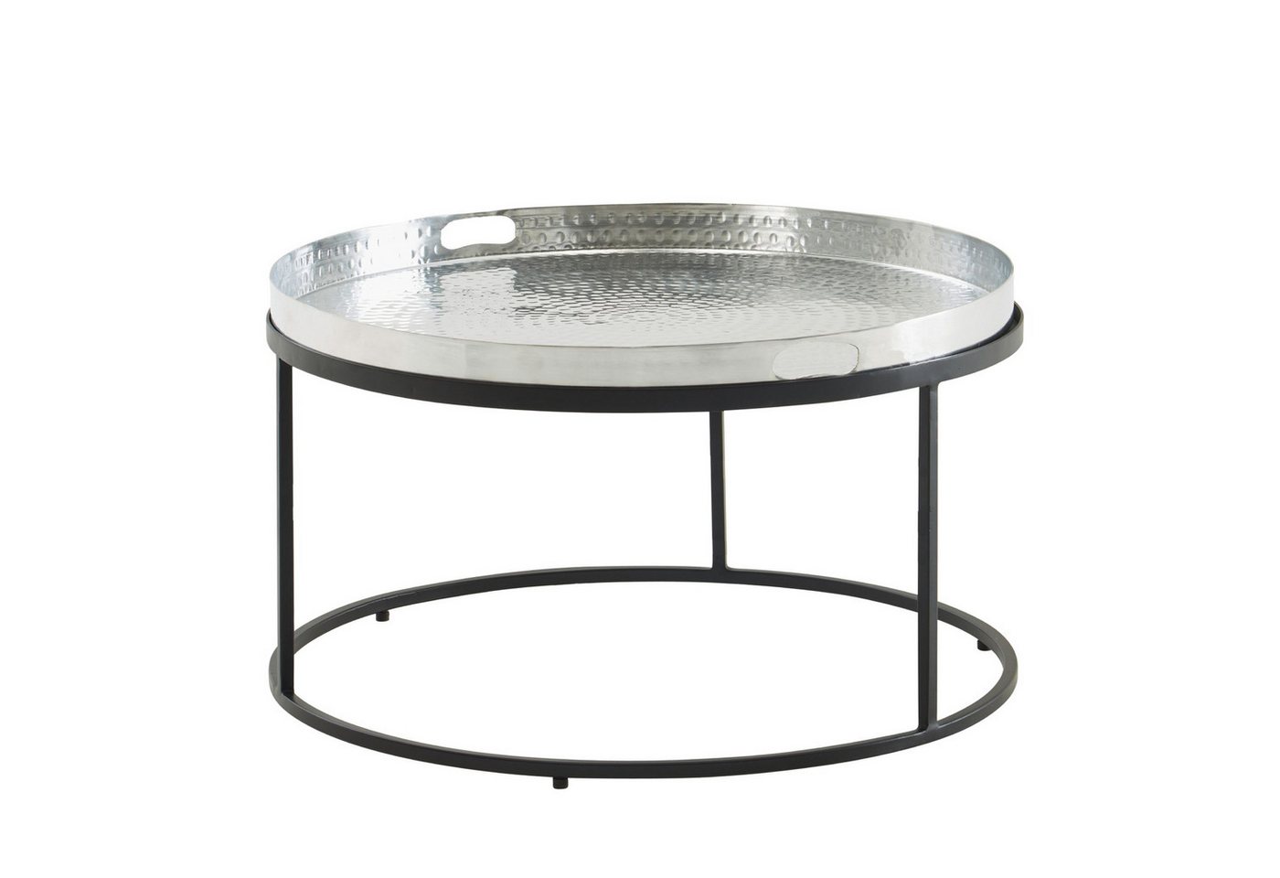 Wohnling Couchtisch Couchtisch Metall Hammerschlag Sofatisch Ø 62 cm Wohnzimmertisch Silbe (62x62x36 cm Silber, Sofatisch Hammerschlag Rund), Wohnzimmertisch Metall, Tabletttisch Aluminium von Wohnling
