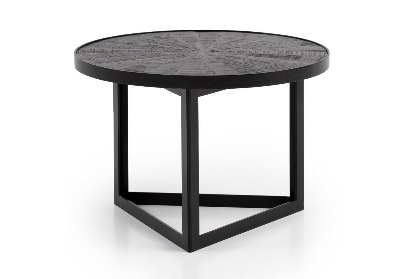 Wohnling Couchtisch Couchtisch 58x58x40cm Massivholz Schwarz Sofatisch Wohnzimmertisch Run (Sofatisch Schwarz, 58x58x40 cm Mango Massivholz), Kaffeetisch Rund, Wohnzimmertisch Industrial von Wohnling