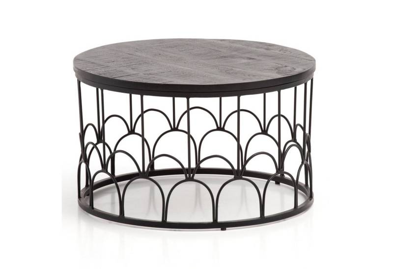 Wohnling Couchtisch Couchtisch 60x60x36cm Massivholz Schwarz Sofatisch Wohnzimmertisch Run (60x60x36 cm Mango Massivholz, Sofatisch Schwarz), Wohnzimmertisch Industrial, Kaffeetisch Rund von Wohnling