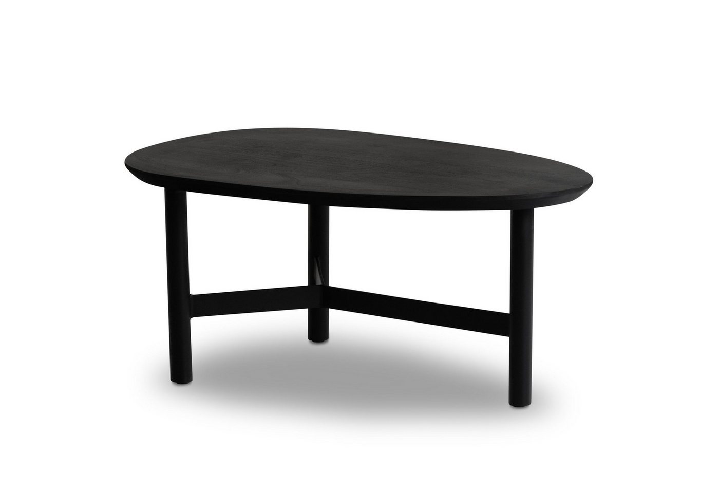 Wohnling Couchtisch WL6.801 (86x50x37 cm Sofatisch Mango Massivholz Schwarz), Wohnzimmertisch Nierenform, Kaffeetisch Modern von Wohnling