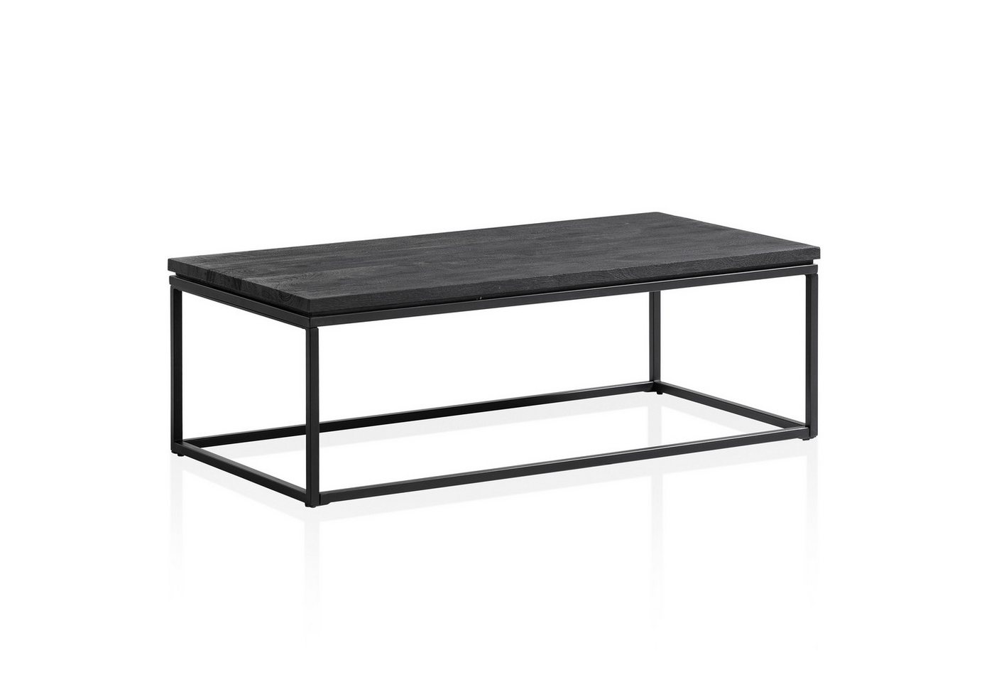 Wohnling Couchtisch WL6.987 (120x60x40 cm Sofatisch Massivholz Metall Schwarz), Wohnzimmertisch Rechteckig, Kaffeetisch Modern von Wohnling