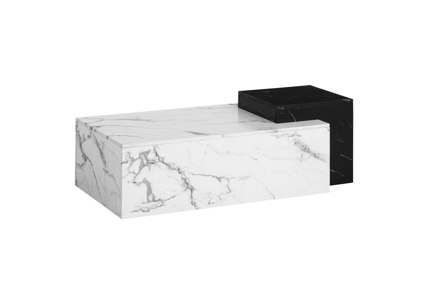 Wohnling Couchtisch WL7.143 (Wohnzimmertisch Marmor Optik, 120x60x40 cm MDF), Kaffeetisch Rechteckig, Sofatisch Weiß Modern von Wohnling