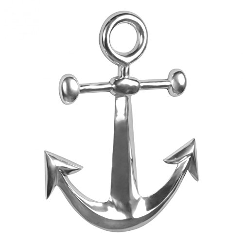 Wohnling Anker Wanddeko Aluminium 62x40 cm – Maritime Wanddekoration in Silber – Metall Deko Anker für Wohnzimmer Flur Badezimmer – Nautischer Wandanker im maritimen Stil – Modernes Wandobjekt von Wohnling
