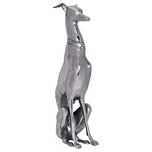 Wohnling Dekoration Design Dog aus Aluminium silbern Windhund Skulptur Hundestatue von Wohnling