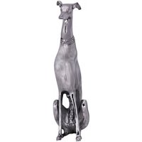 Wohnling Dekoration Design Dog aus Aluminium silbern Windhund Skulptur Hundestatue von Wohnling