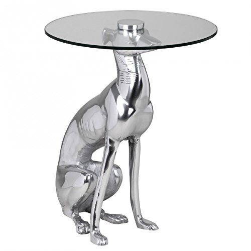 Wohnling Design Deko Beistelltisch Figur Dog aus Aluminium Farbe Silber von Wohnling