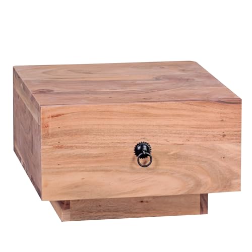 Wohnling Design Nachttisch Mumbai Massiv-Holz Akazie 40x40x25 cm, Moderne Nacht-Kommode mit Schublade, Nachtschrank Natur-Holz Nachtkonsole von Wohnling