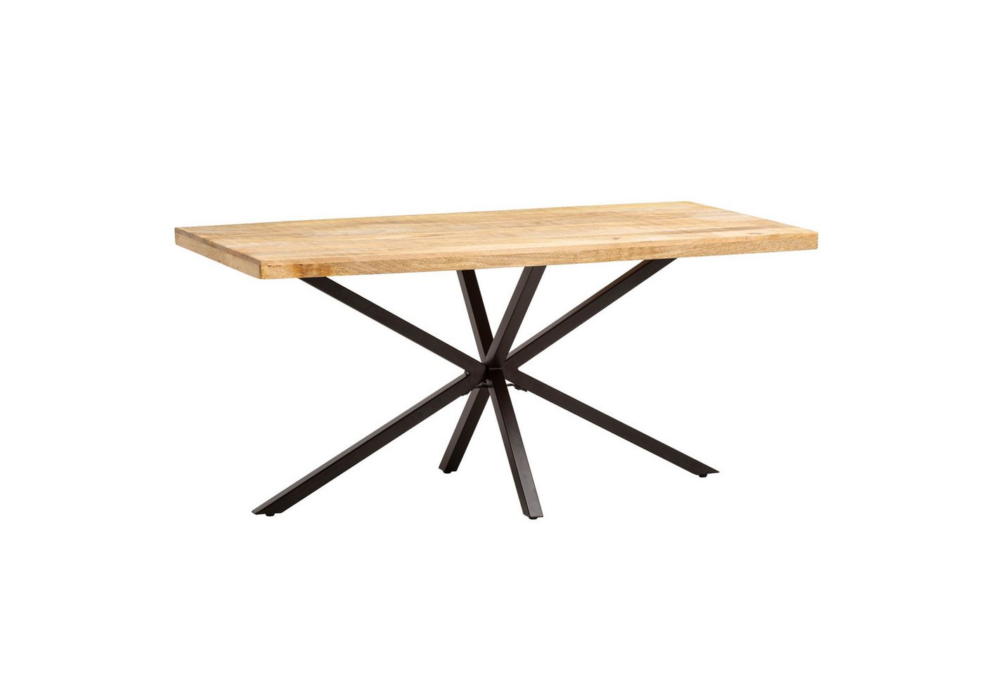 Wohnling Esstisch Esszimmertisch 180 cm Mango Massivholz Esstisch Küchentisch Industrial (Massivholz Rechteckig, 180x90 cm, Sterngestell), Holztisch Esszimmer Modern, Esszimmertisch Groß von Wohnling