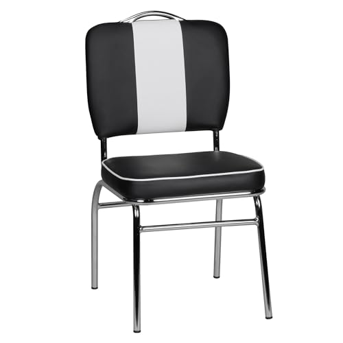 Wohnling Esszimmerstuhl American Diner 50er Jahre Retro, Sitzfläche gepolstert mit Rücken-Lehne, Essstuhl Farbe Schwarz Weiß Wohnling Esszimmerstuhl American Diner 50er Jahre Retro, Sitzfläche gepolstert mit Rücken-Lehne, Essstuhl Farbe Schwarz Weiß von Wohnling