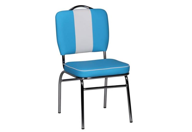 Wohnling Esszimmerstuhl Esszimmerstuhl American Diner 50er Jahre Retro, Sitzfläche gepolstert (mit Rücken-Lehne, Essstuhl Farbe Blau), mit Rücken-Lehne, Essstuhl Farbe Blau von Wohnling