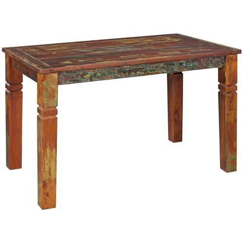 Wohnling Esszimmertisch Kalkutta 120 x 70 x 76 cm, Massivholz Esstisch für 4-6 Personen, Küchentisch Bootsholz Shabby Chic, Tisch Esszimmer rechteckig von Wohnling
