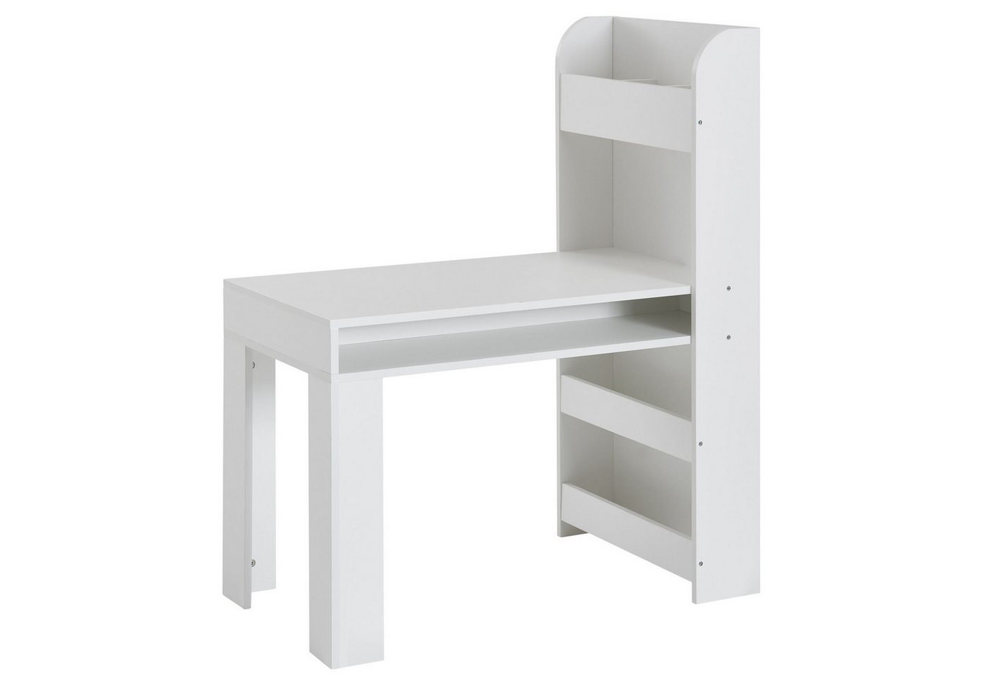 Wohnling Kinderschreibtisch Kinderschreibtisch Weiß 90x50x110cm Schülerschreibtisch Tisch mit Rega (Weiß 90x50x110 cm, Maltisch Kinderzimmer mit Regal), Kindertisch Modern, Schülerschreibtisch Stauraum von Wohnling