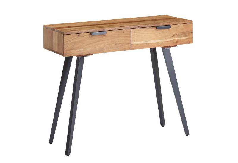 Wohnling Konsolentisch WL6.155 (90 x 78 x 36 cm Akazie Massivholz / Metall Konsole), Flurtisch mit Schubladen, Kleiner Schreibtisch von Wohnling
