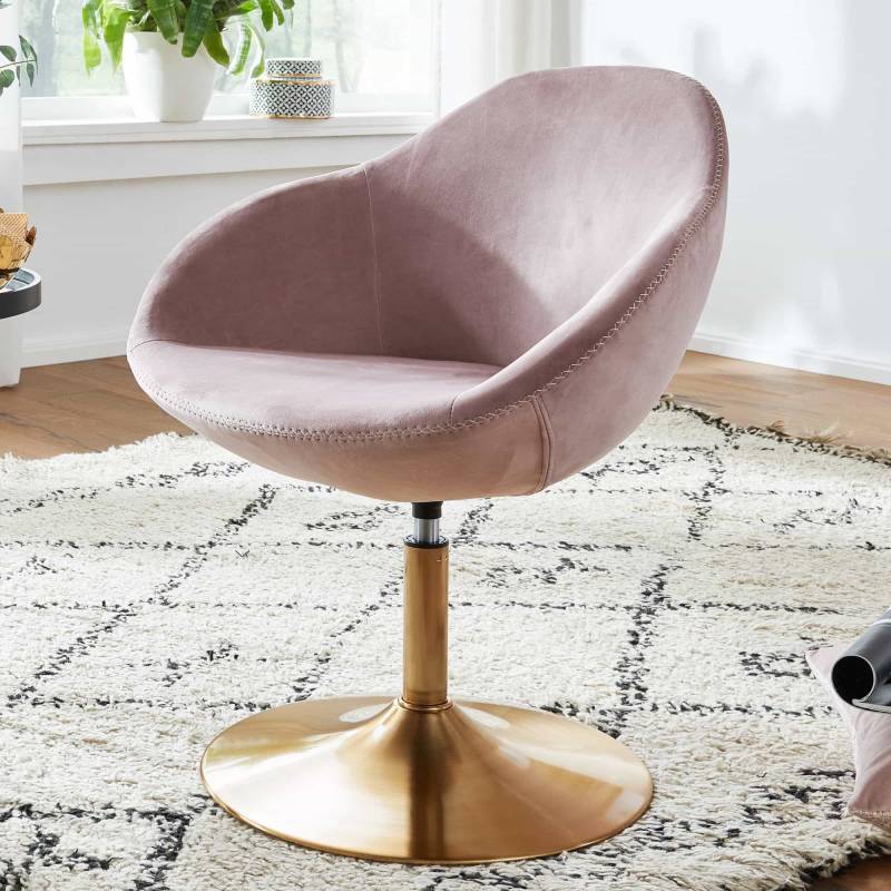 Wohnling Lounge- & Cocktailsessel WL6.204 – Eleganter Relaxsessel in Rosa/Gold mit 360° Drehfunktion. von Wohnling