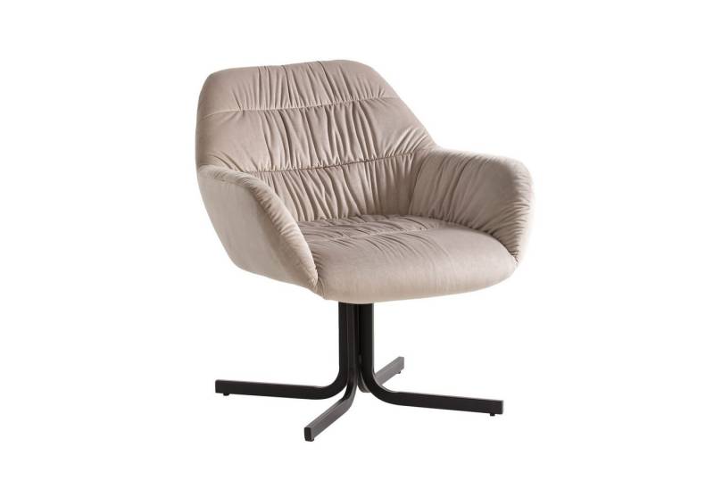 Wohnling Loungesessel Loungesessel Samt Beige Design Clubsessel mit Metallbeine, (Schalenstuhl gepolstert mit Rückenlehne, Cocktailsessel Lounge), Schalenstuhl gepolstert mit Rückenlehne, Cocktailsessel Lounge von Wohnling