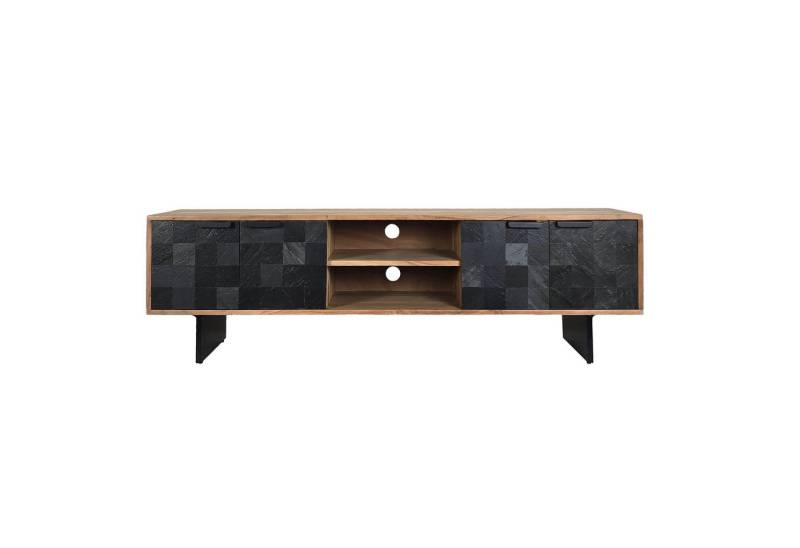 Wohnling Lowboard WL7.025 (vier Türen, 150 cm, Akazie Massivholz Steinoptik), TV-Schrank Industrial Fernsehtisch, TV-Kommode von Wohnling
