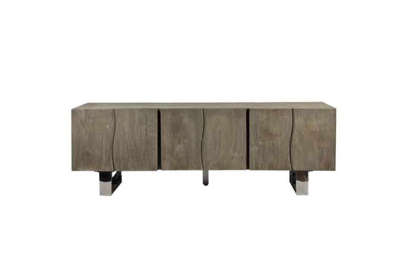 Wohnling Lowboard WL7.027 (drei Türen, 160 cm, Akazie Massivholz Smoked Grey), TV-Schrank Modern Fernsehtisch, TV-Kommode Hoch von Wohnling