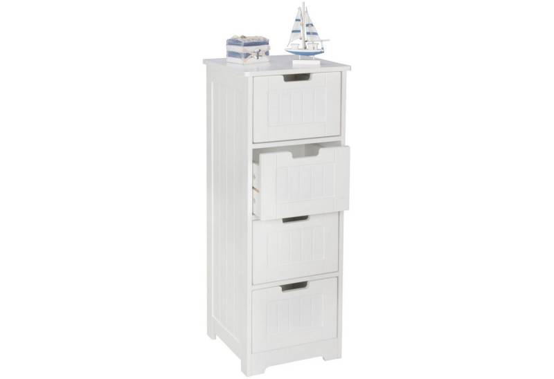 Wohnling Midischrank WL5.183 (Badschrank Landhaus-Stil MDF-Holz 30x83x30 cm Weiß) Kleiner Badezimmerschrank mit Schubladen Modern von Wohnling