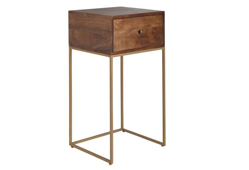 Wohnling Nachttisch Nachttisch Mango Massivholz / Metall 40x75,5x35 cm Nachtschrank (Boxspringbett, Design Nachtkonsole mit Schublade, Nachtkommode mit), Boxspringbett, Design Nachtkonsole mit Schublade, Nachtkommode mit von Wohnling