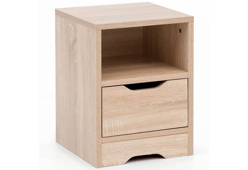 Wohnling Nachttisch Nachtkonsole Sonoma Nachtkommode Nachtschrank Klein Nachttisch Modern (31x43x31 cm Sonoma 1 Schublade 1 Ablagefach), Nachtkonsole Modern, Nachtkästchen Schlafzimmer von Wohnling