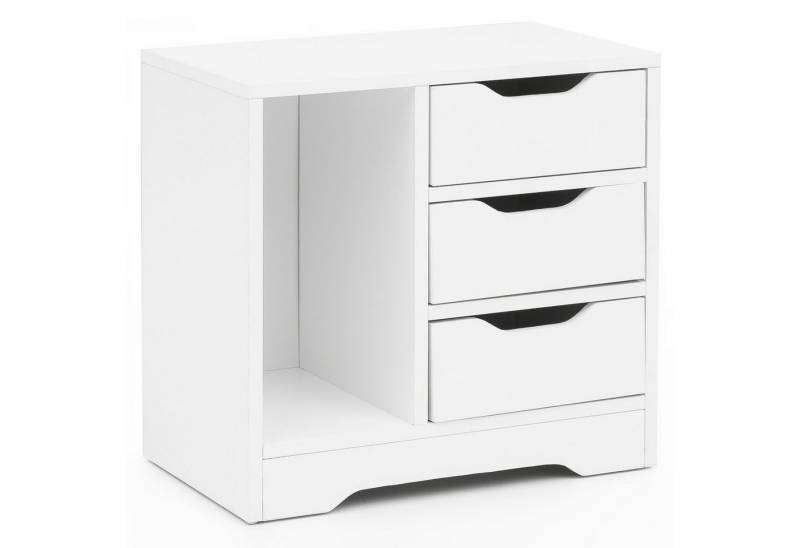 Wohnling Nachttisch Nachtkonsole mit Ablagefach 3 Schubladen Nachtkommode Nachtschrank (49x50x30 cm Weiß Matt 3 Schubladen 1 Ablagefach), Nachtkonsole Modern, Nachtkästchen Schlafzimmer von Wohnling