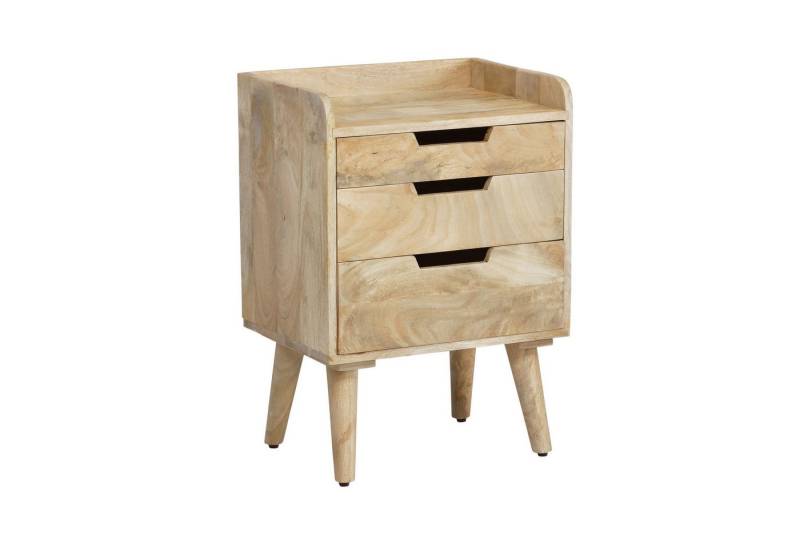 Wohnling Nachttisch WL6.984 (63 cm Boxspringbett, Mango Massivholz Schubladen), Design Nachtkommode, Nachtkonsole Hellbraun von Wohnling