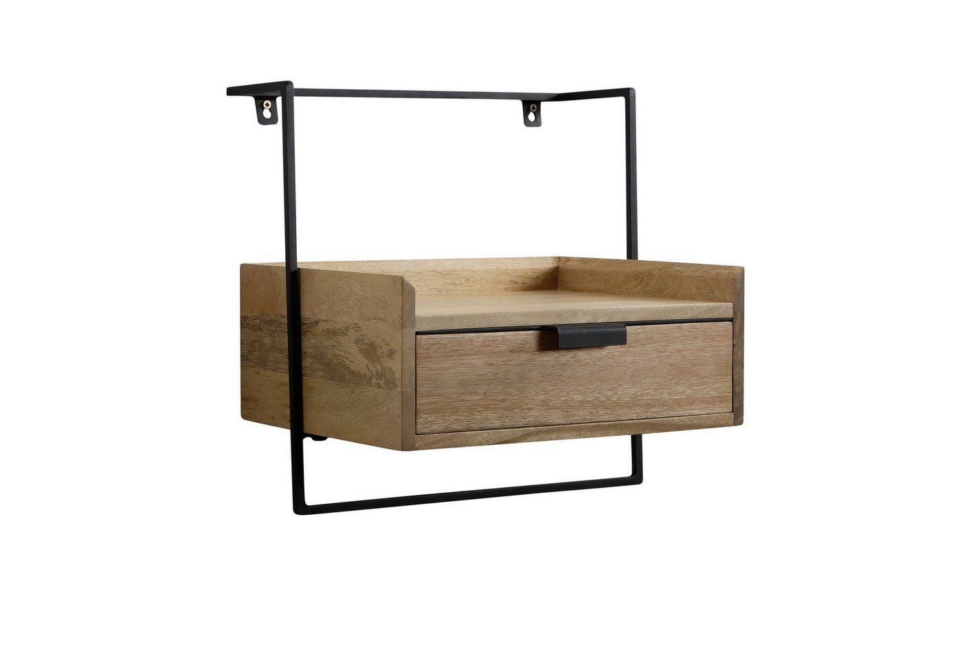 Wohnling Nachttisch WL7.160 (Nachtkonsole für Wandmontage 44x35 cm Hellbraun), Nachtschrank Mango Massivholz, Nachtkästchen von Wohnling