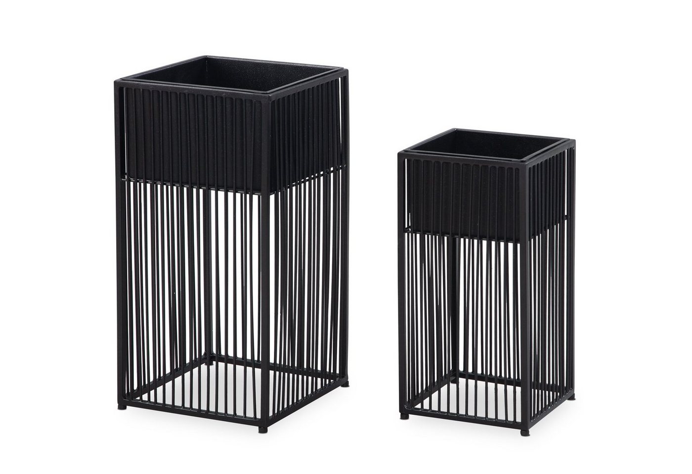 Wohnling Pflanzkübel Blumentopf 2er Set Metall Pflanzenkübel Schwarz Quadratisch Pflanzgefä (Blumentopf 2er Set Metall Schwarz Quadratisch), Pflanzenkübel 2-teilig, Blumenkübel Pflanzgefäß von Wohnling