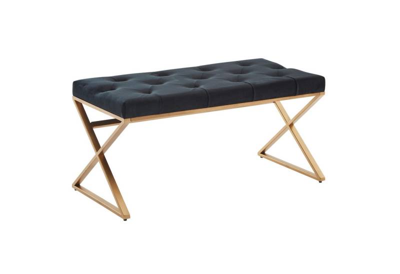 Wohnling Polsterbank WL6.617 (Flur Polsterbank, Samt Schwarz / Gold 90x46x44 cm), Garderobenbank Chesterfield, Bettbank Schlafzimmer von Wohnling