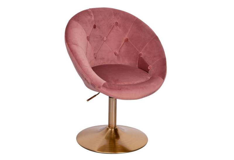 Wohnling Polsterstuhl WL6.300 (Samt Rosa / Gold Design Drehstuhl mit Rückenlehne), Clubsessel Lounge, Relaxsessel Loungesessel von Wohnling