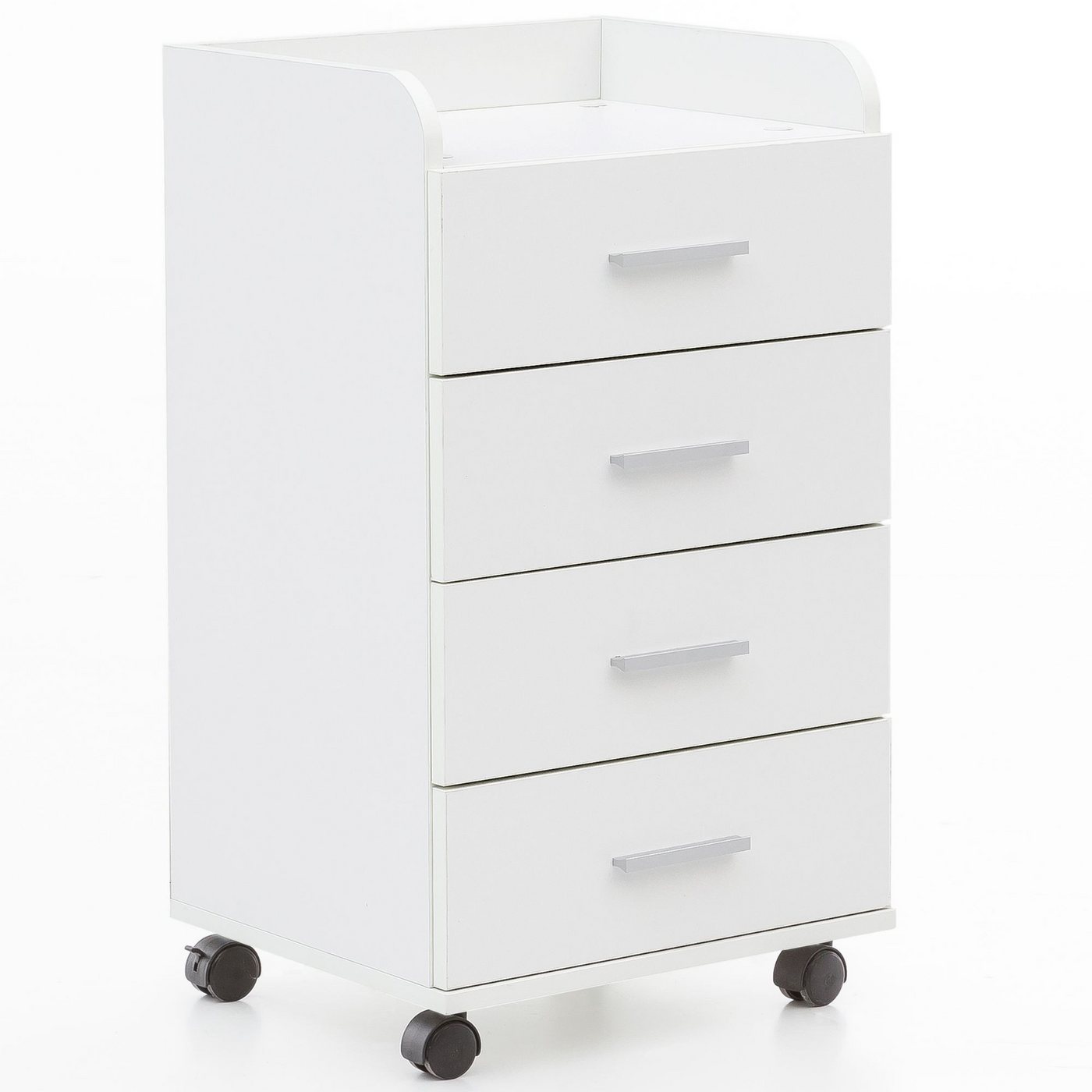 Wohnling Rollcontainer WL5.748, (Schreibtischcontainer 40x70,5x33 cm Weiß), Rollschrank 4 Schubladen, Bürocontainer mit Rollen von Wohnling