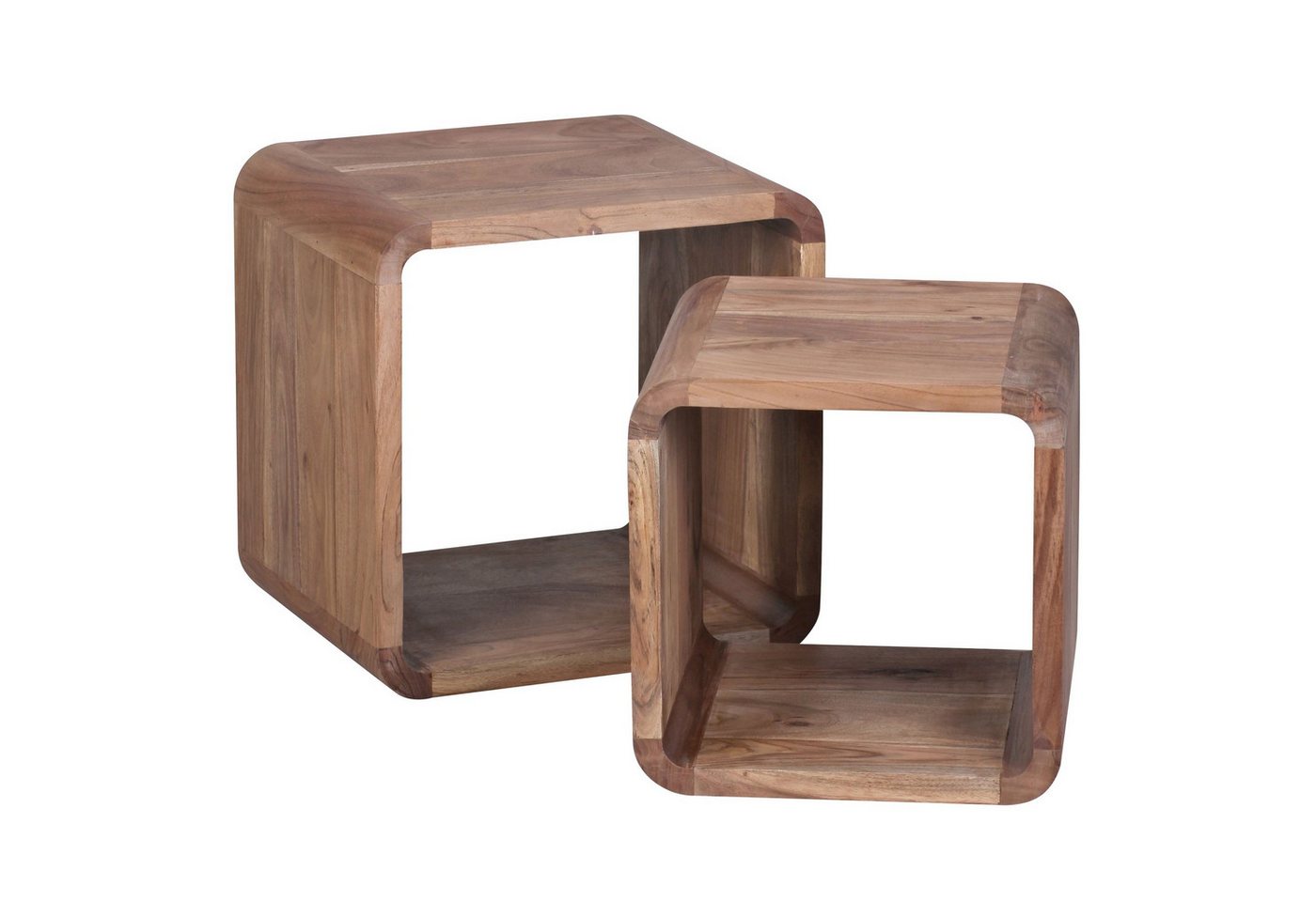 Wohnling Satztisch WL1.540 (Beistelltisch 2er Set Akazie Massivholz Modern), Wohnzimmertisch Quadratisch, Sofatisch Couchtisch von Wohnling