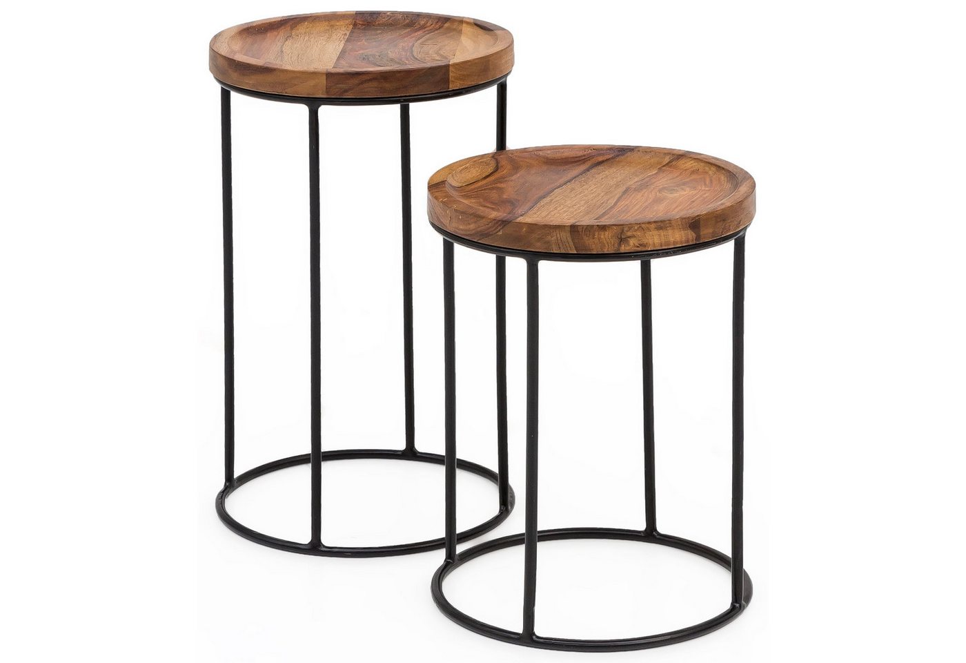 Wohnling Satztisch WL5.661 (2er Set Massivholz, Design Beistelltisch), Kleiner Wohnzimmertisch Rund, Couchtisch Modern von Wohnling