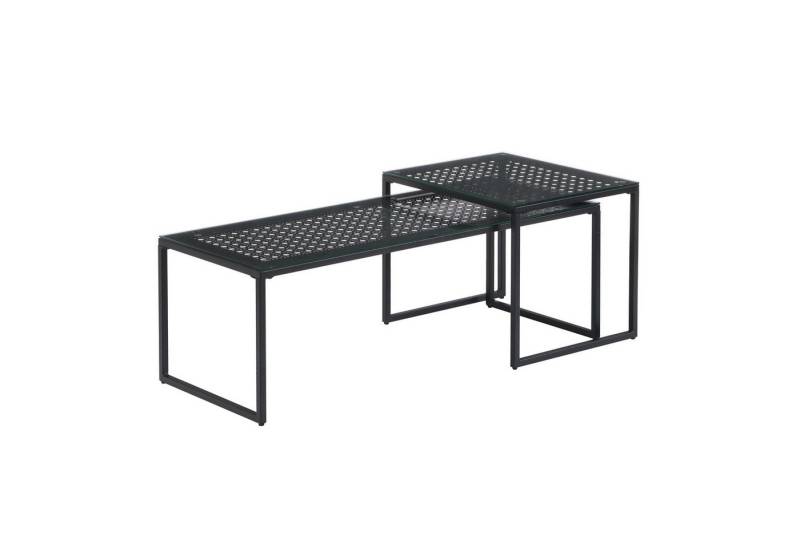 Wohnling Satztisch WL7.329 (Couchtisch 2er Set Glas Platzsparend Schwarz), Wohnzimmertisch Modern, Sofatisch 2-teilig von Wohnling