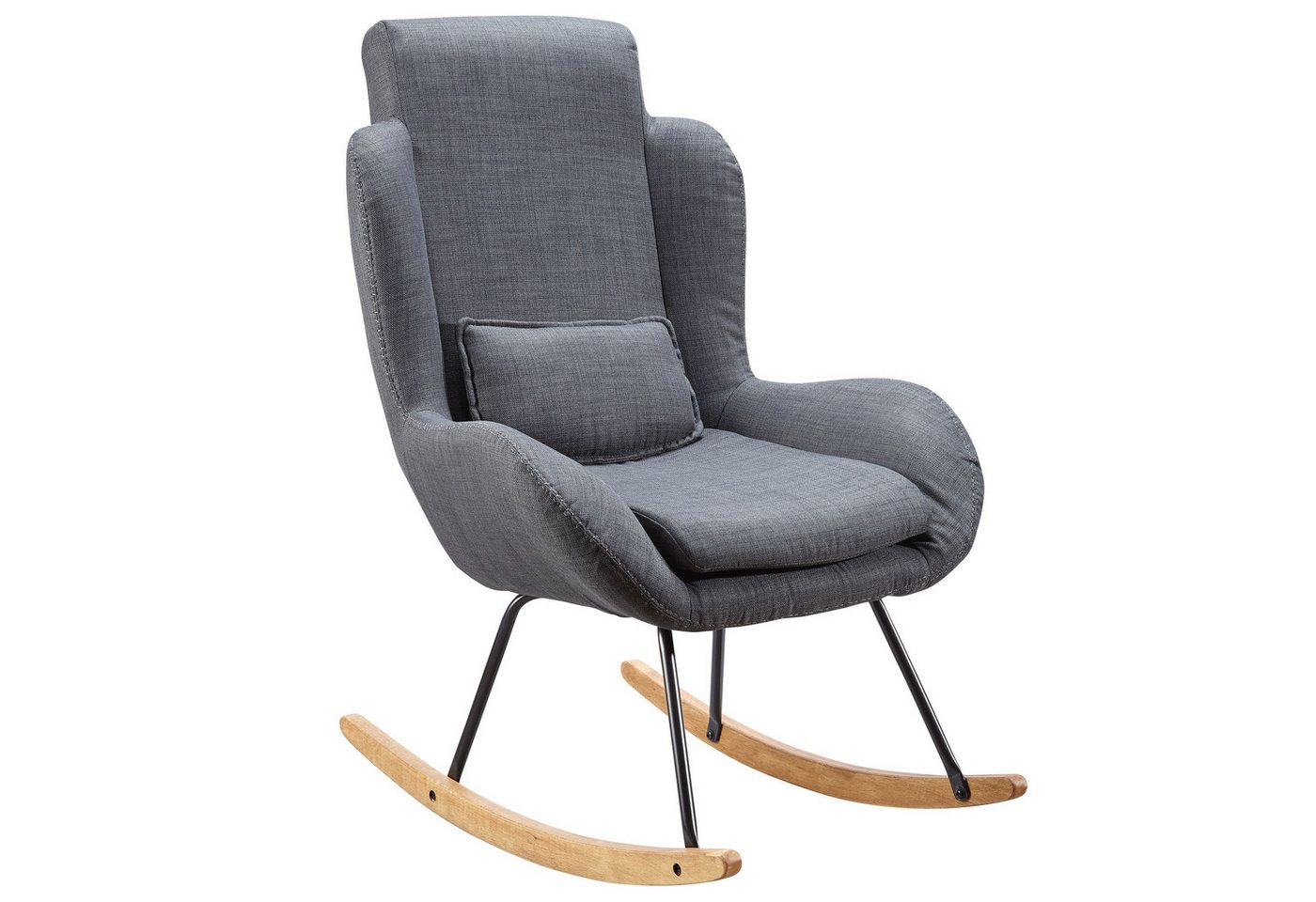 Wohnling Schaukelsessel WL5.798 (CAPRI Anthrazit, Stoff Relaxsessel 75x110x88,5 cm), Schwingsessel Relaxstuhl, Moderner Schwingstuhl von Wohnling