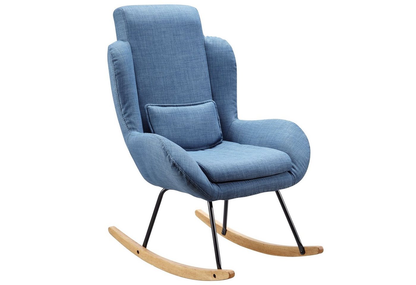 Wohnling Schaukelsessel WL5.800 (CAPRI Blau, Stoff Relaxsessel 75 x 110 x 88,5 cm), Schwingsessel Relaxstuhl, Moderner Schwingstuhl von Wohnling