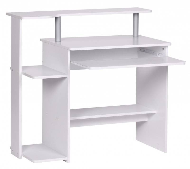 Wohnling Schreibtisch Computertisch WL1.153 Weiß 94x90,5x48,5 cm Laptop Tisch Modern mit (Tastaturauszug, PC-Tisch mit Drucker-Ablage platzsparend), Tastaturauszug, PC-Tisch mit Drucker-Ablage platzsparend von Wohnling