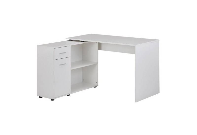 Wohnling Schreibtisch Design Eckschreibtisch mit Regal Weiß 120 x 75,5 x 106,5 cm, Moderner (Büro-Schreibtisch, Computer-Tisch Arbeitszimmer, Winkelschreibtisch), Büro-Schreibtisch, Computer-Tisch Arbeitszimmer, Winkelschreibtisch von Wohnling