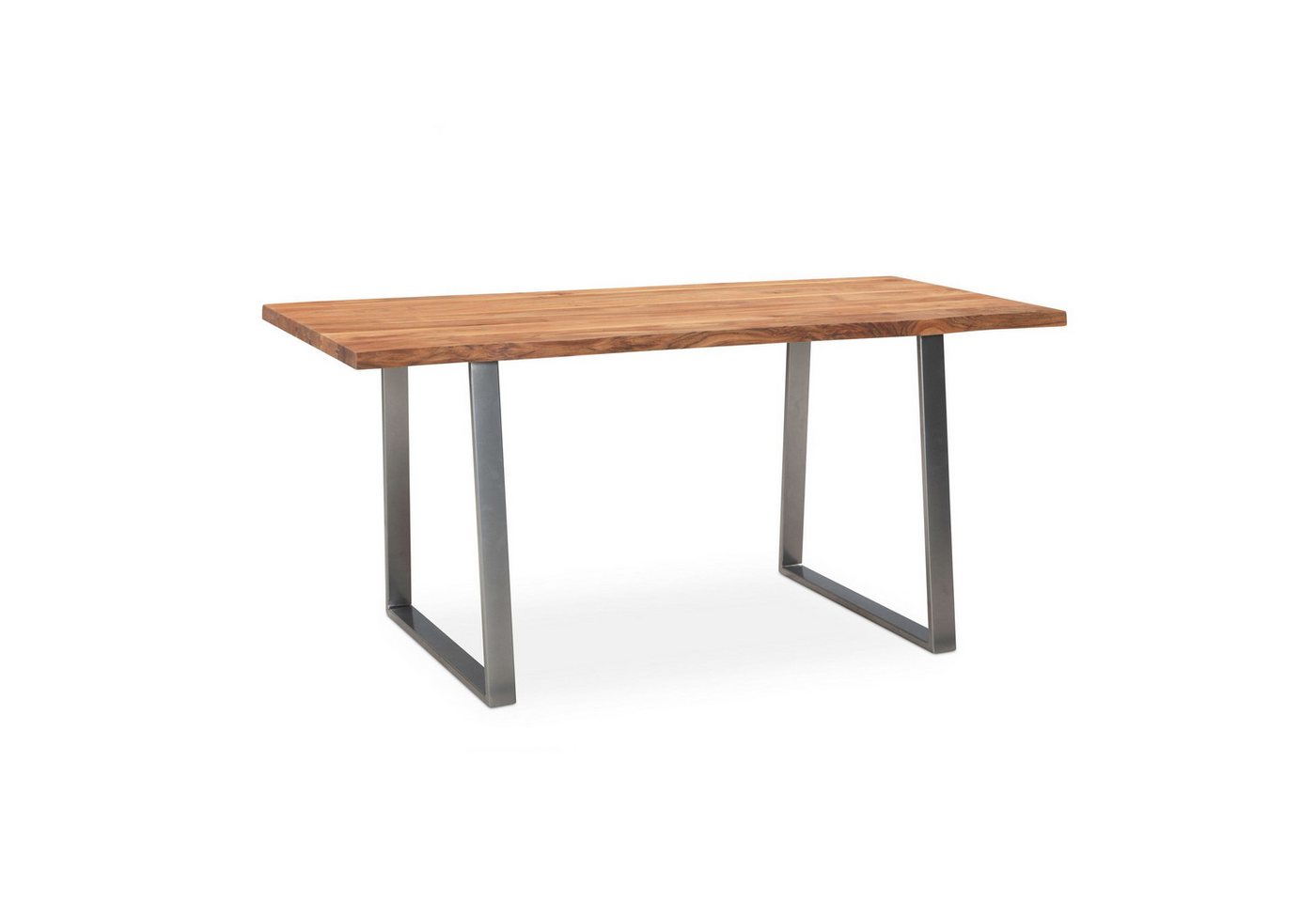 Wohnling Schreibtisch Schreibtisch 180x90x76 cm Akazie Massivholz / Metall Computertisch (Baumkante, Homeoffice Bürotisch Massiv mit Trapezbeinen in Chrom), Baumkante, Homeoffice Bürotisch Massiv mit Trapezbeinen in Chrom von Wohnling