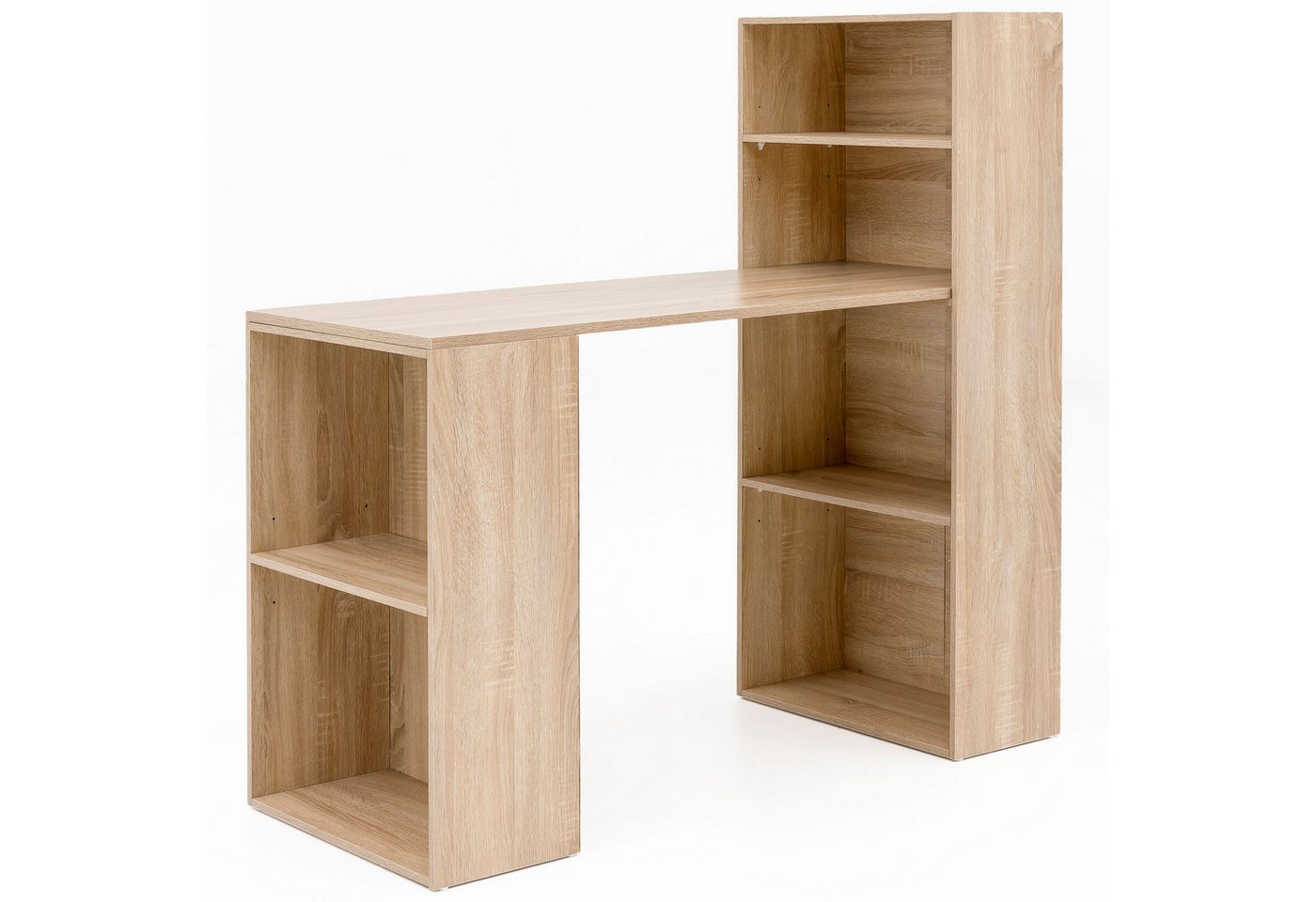 Wohnling Schreibtisch WL5.693 (mit Regal 120 x 120 x 53 cm Sonoma Holz Modern), Bürotisch mit Stauraum, Computertisch Rechteckig von Wohnling