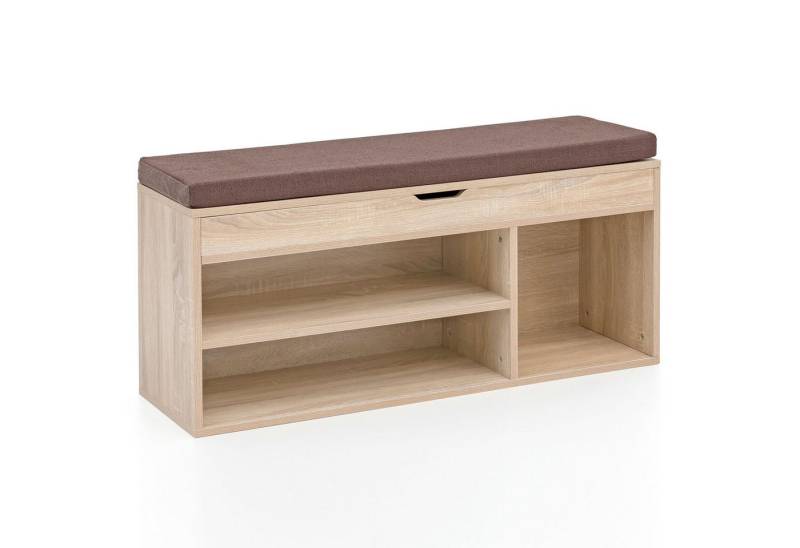 Wohnling Schuhbank WL5.344 (mit Sitzfläche Garderobenbank 104x51x32 cm Sonoma), Sitzbank Schmal Flur mit Stauraum, Truhenbank von Wohnling