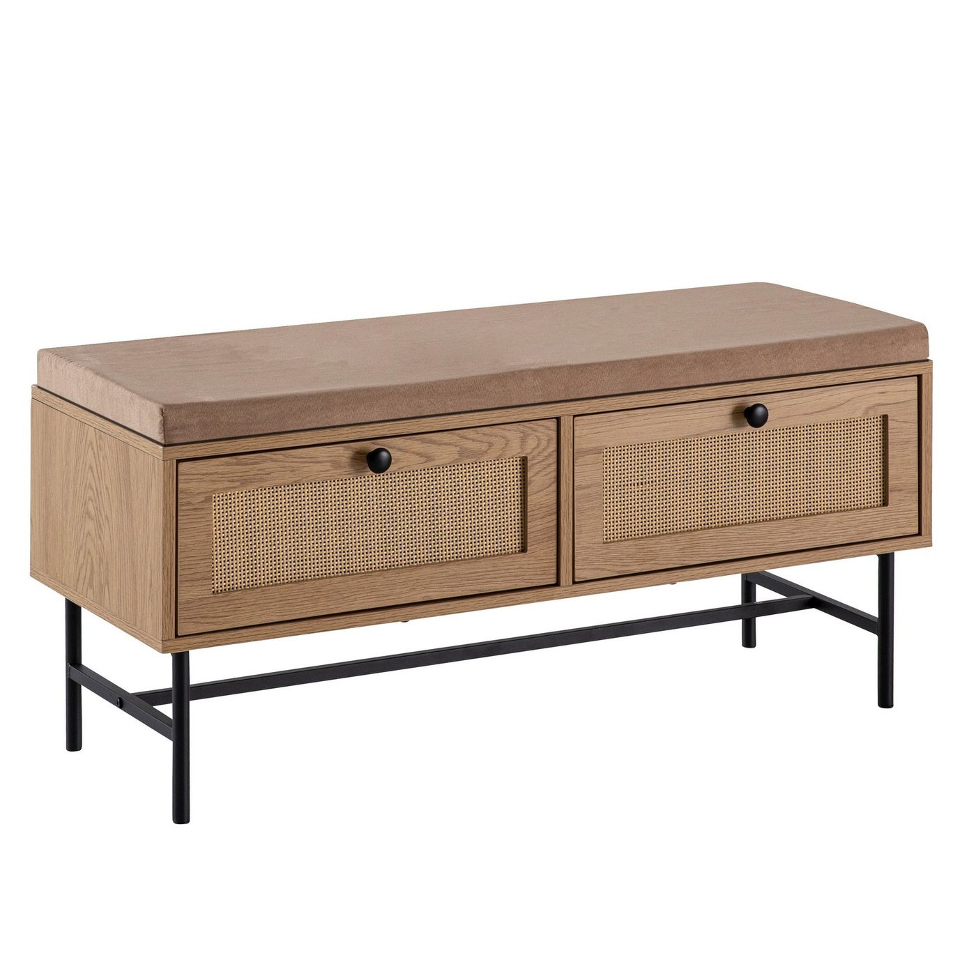 Wohnling Schuhbank WL6.890 (Garderobenbank Gepolstert, 100 cm Eiche-Dekor), Sitzbank Schmal Flur mit Stauraum, Flurbank von Wohnling